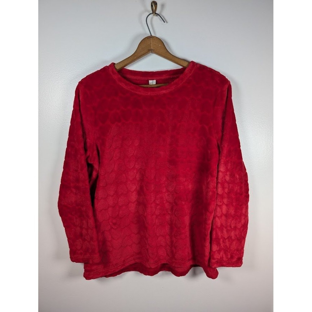 HUE Women's Fleece Pullover Top Size XL Valentine's Day Heart Love Cozy Soft - Picture 7 of 7